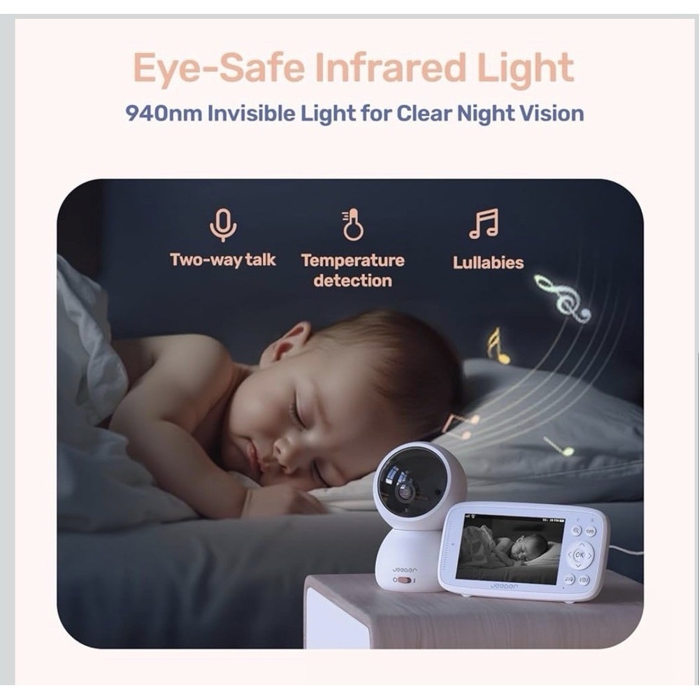 12N32/ 1080P WiFi Baby Monitor with 2 Cameras Audio4"IPS Display 2.4GHz Wifi,Pan - Picture 6 of 7